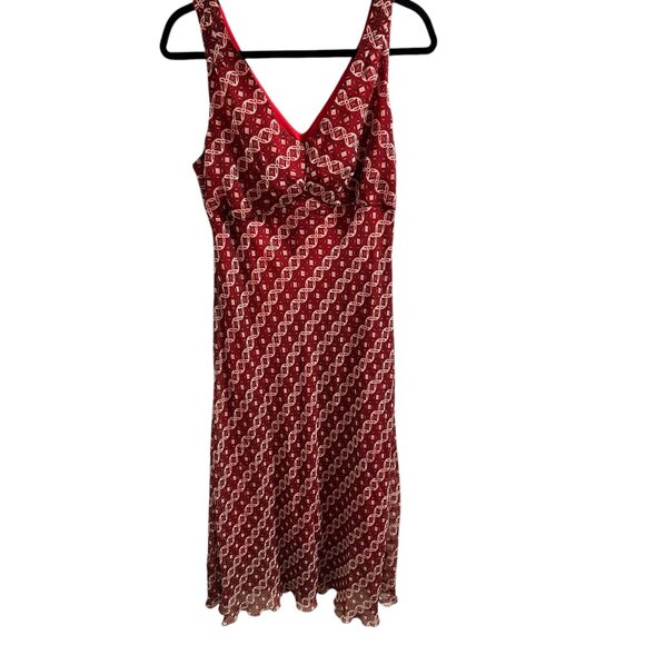 ✌️ 2/$40 ✌️ Jonathan Martin Studio Red & White Printed Dress Size 12 - Picture 1 of 5